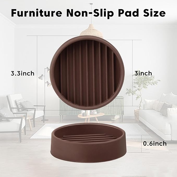 8Pcs 3"*3" Rubber Non-Slip Furniture Pads Heavy Duty Furniture Casters Cups - Image 2
