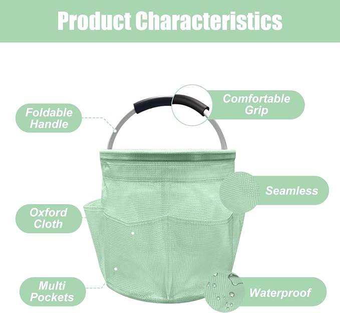 Qivine 17L Cleaning Caddy with Handle, Cleaning Supply Caddy Foldable Tool Bag - Image 4