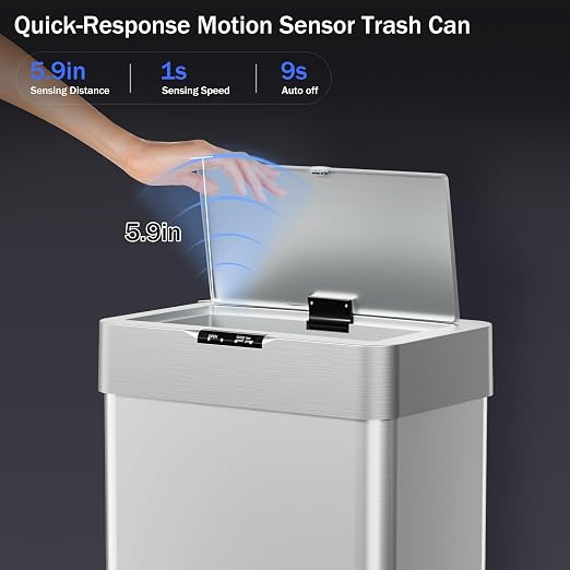 TLSUNNY 18.5 Gallon Motion Sensor Trash Can, Touchless Automatic Garbage Can - Image 3