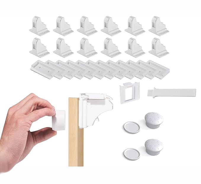 12 Pack Magnetic Cabinet Locks Baby Proofing, Child Proof Cabinet Locks - Image 7