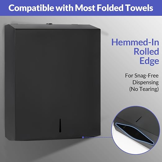 Paper Towel Dispenser Wall Mount, Matte Black Stainless Steel Commercial Paper - Image 4