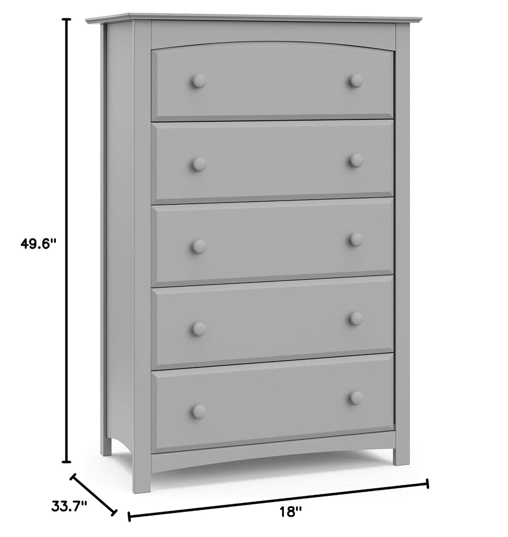 Storkcraft Kenton 5 Drawer Dresser, Pebble Gray
