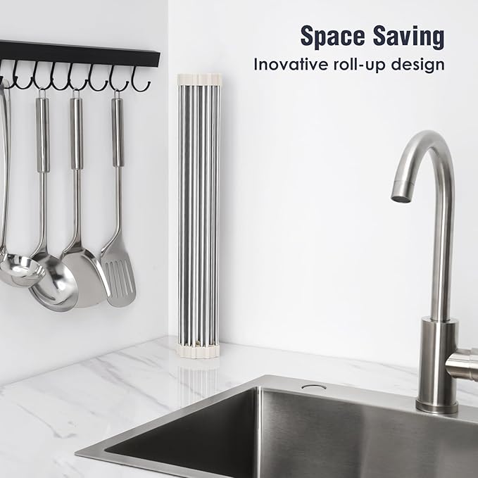 Tomorotec 17.7" x 15.5" Roll Up Dish Drying Rack Over Sink Drying Rack Sink - Image 3