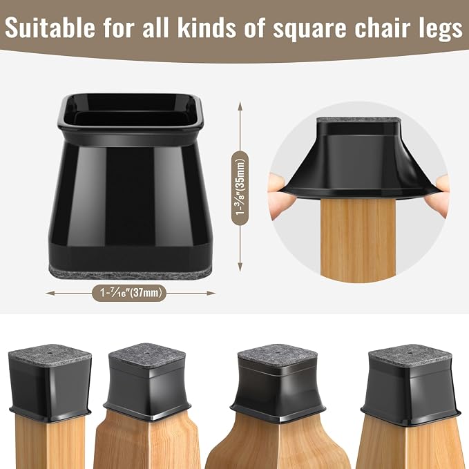 BUMACO Chair Leg Floor Protectors Square Chair Leg Protectors - Image 5