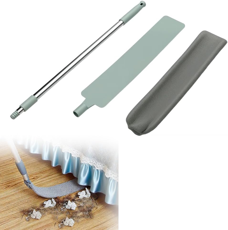 Retractable Gap Dust Cleaner with 3 Microfiber Cloths, Extendable Long Handle 39.4 to 55.6 Inches, Washable Bendable Duster Brush for Cleaning Under Appliances Furniture Couch Fridge (Blue, 1 Cloth)
