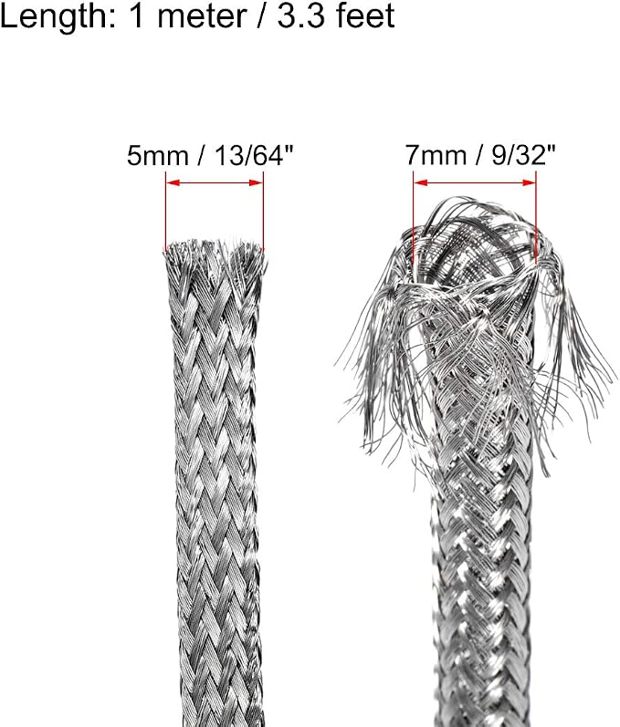 uxcell 3.3Ft - 13/64 Inch 304 Stainless Steel Sleeving Expandable Hose Cover - Image 2
