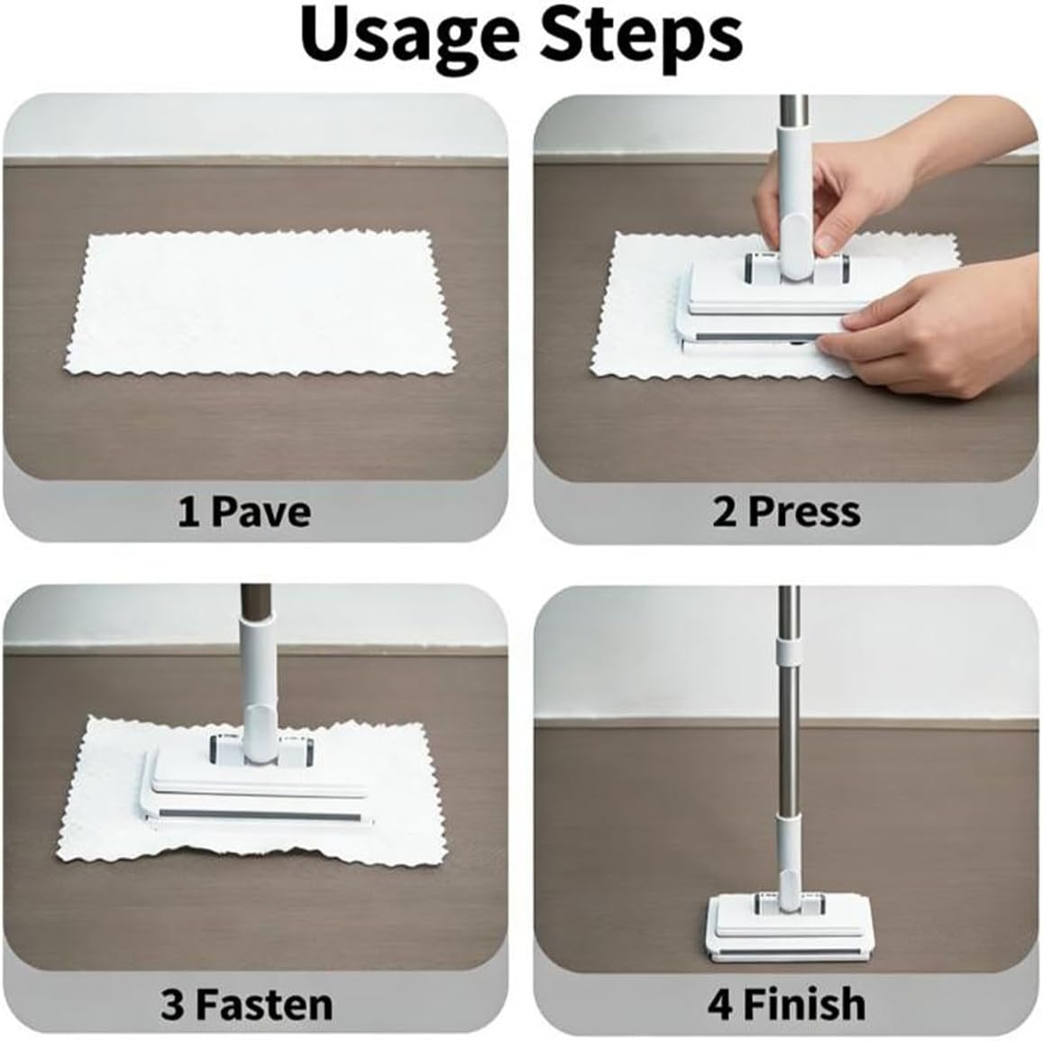 Hands Free Multi Purpose Flat Mop - Lazy Cleaning & Face Towel, Hands Free Flat Mop, Zero Touch Mini Grip Mops, Self-Locking Flats Compatible with Any Cloth, for Walls, Floors, Ceilings (43.31in)
