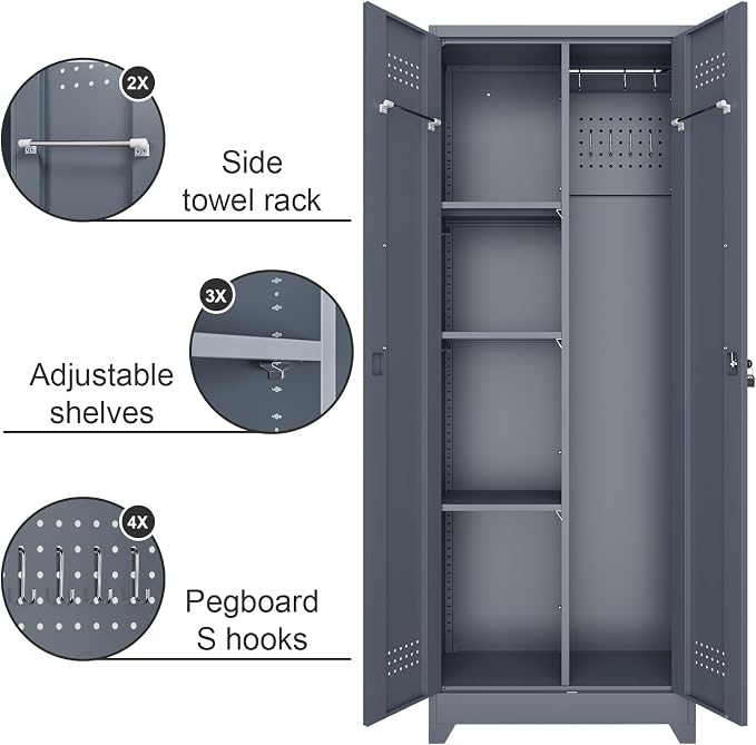 Broom Closet Storage Cabinet, Steel Locking Cabinet - Image 5