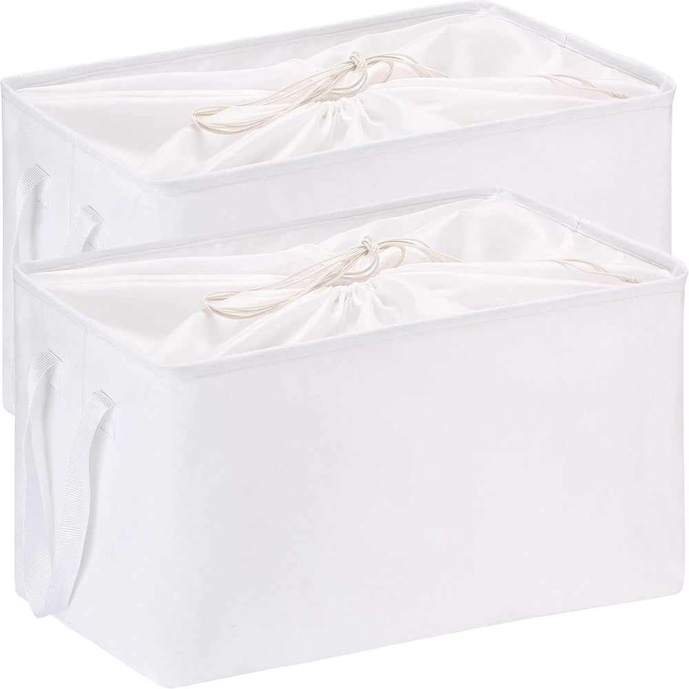Hinwo 102L XXL Canvas Storage Bin with Lid and Handles, 2-Pack