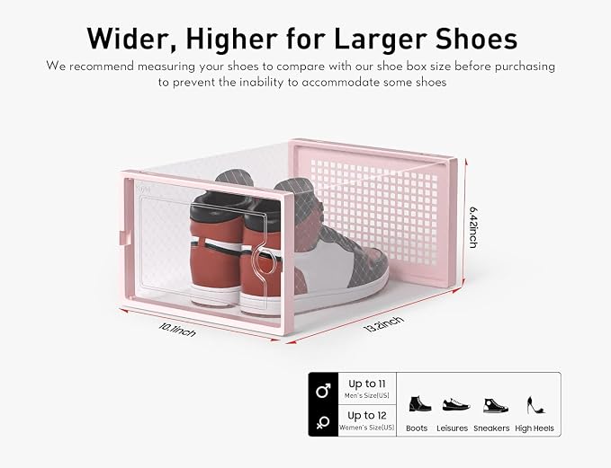 Kuject X-Large Shoe Storage Boxes Organizers Clear Plastic Stackable 12 Pack