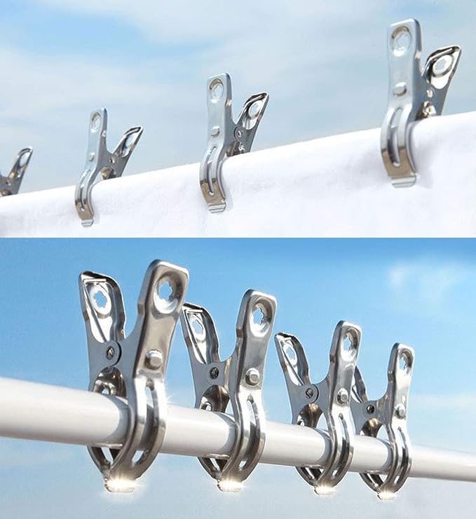 Clothes Pins 32 Pcs Metal Beach Chair Towel Clips, Heavy Duty Stainless Steel - Image 4