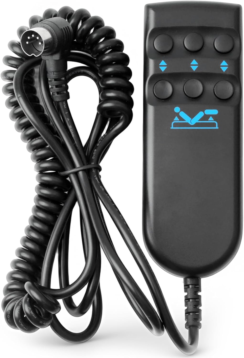 6 Button 5 Pin Bed Handle Control Replacement for Electric Adjustable Bed, Controller Black Plug & Play Total Cord Length 6.0ft
