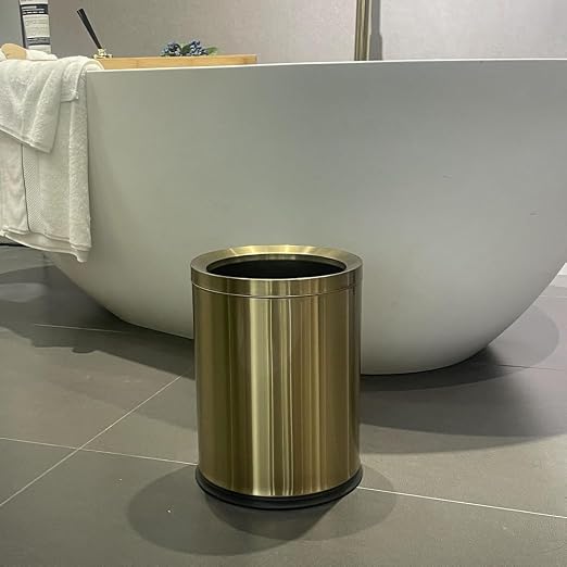 12L/3Gal Antique Brass Bathroom Trash Can, Brushed Brass Garbage can, Small - Image 2