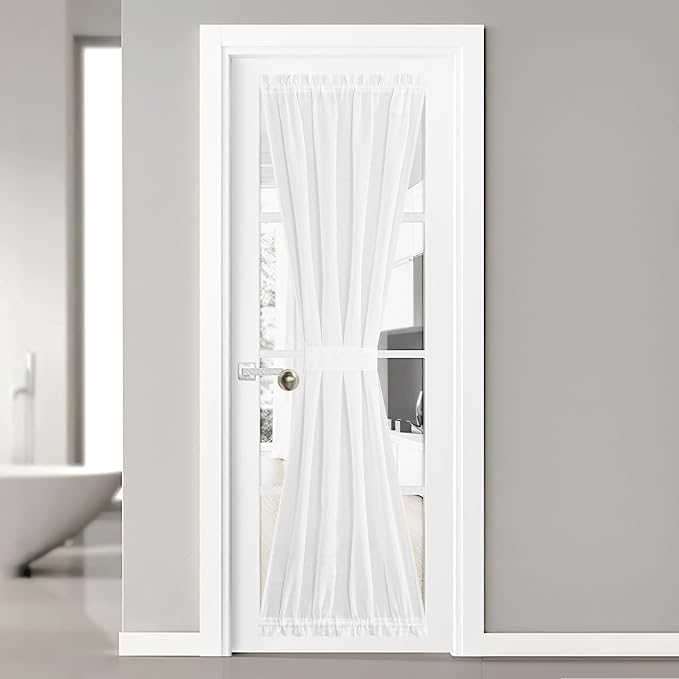 NICETOWN Linen Semi Sheer French Door Panels 80 inch Long, Light Filtering by NICETOWN
