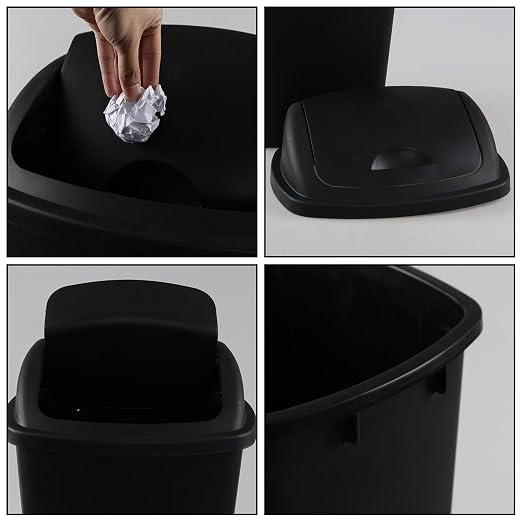 4 Pack Plastic Swing-Top Trash Can, 10 Gallon Plastic Kitchen Trash Can - Image 3