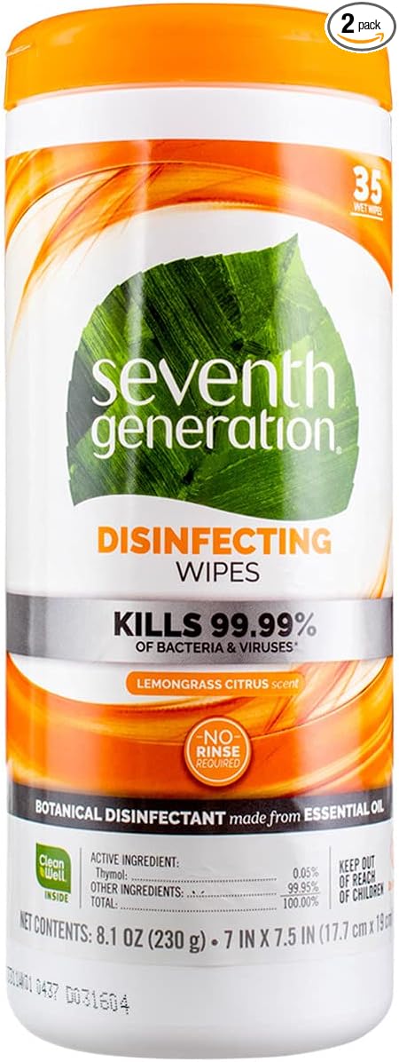 Seventh Generation Multi-Surface Disinfecting Wipes, Lemongrass Citrus by SeventhGeneration