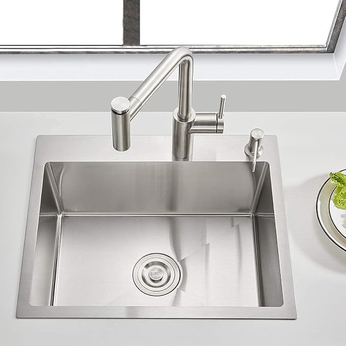 25x18 Inch Kitchen Sink Drop in, Premium T-304 Grade Stainless Steel Sink - Image 2