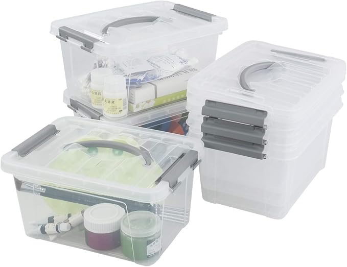 6-Pack 6 L Plastic Storage Containers Latch Storage Box - Image 2