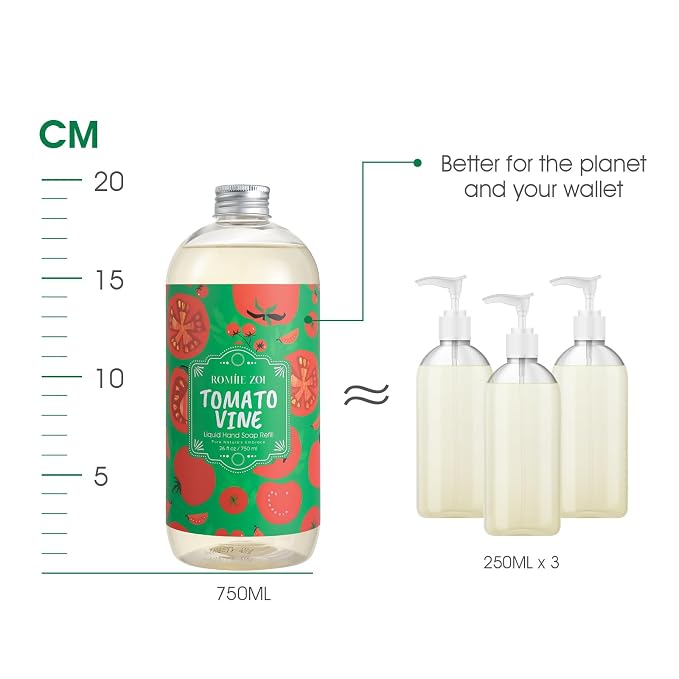 ROMIIE ZOI LIquid Hand Soap Refills Gift Set – Tomato Vine Scent – 3 x 26 Fl Oz - Image 3
