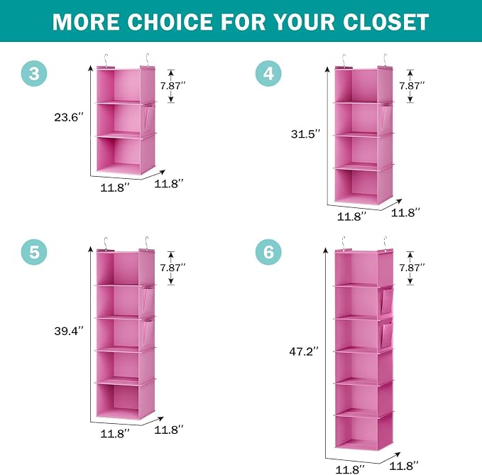 YOUDENOVA Hanging Closet Organizer, 3-Shelf Closet Hanging Storage Shelves - Image 5