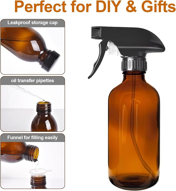 8oz Amber Glass Spray Bottles - Image 5
