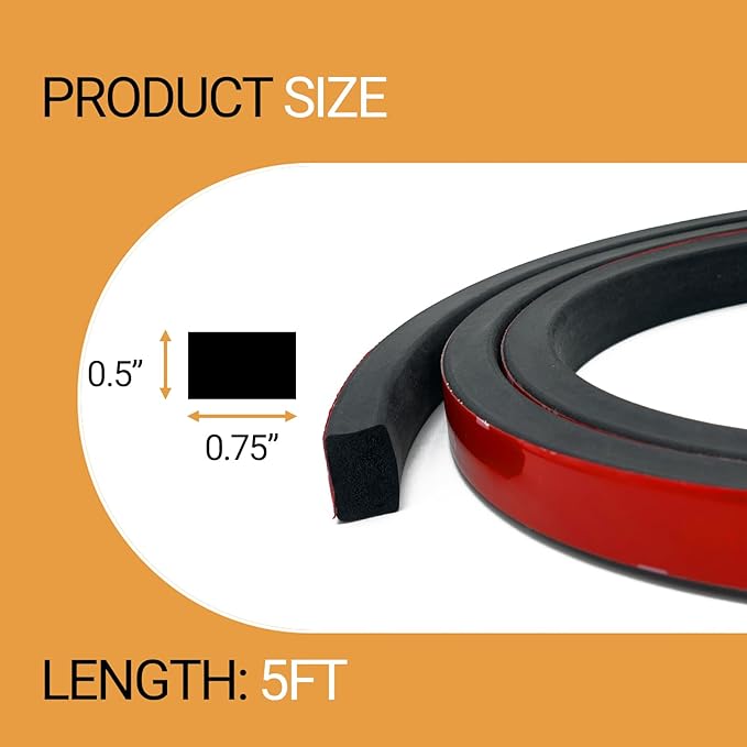 Rubber Weather Stripping, Rectangle Foam Seal Strip, Rubber Gasket - Image 2