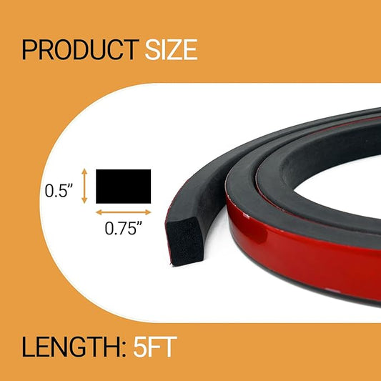 Rubber Weather Stripping, Rectangle Foam Seal Strip, Rubber Gasket - Image 2