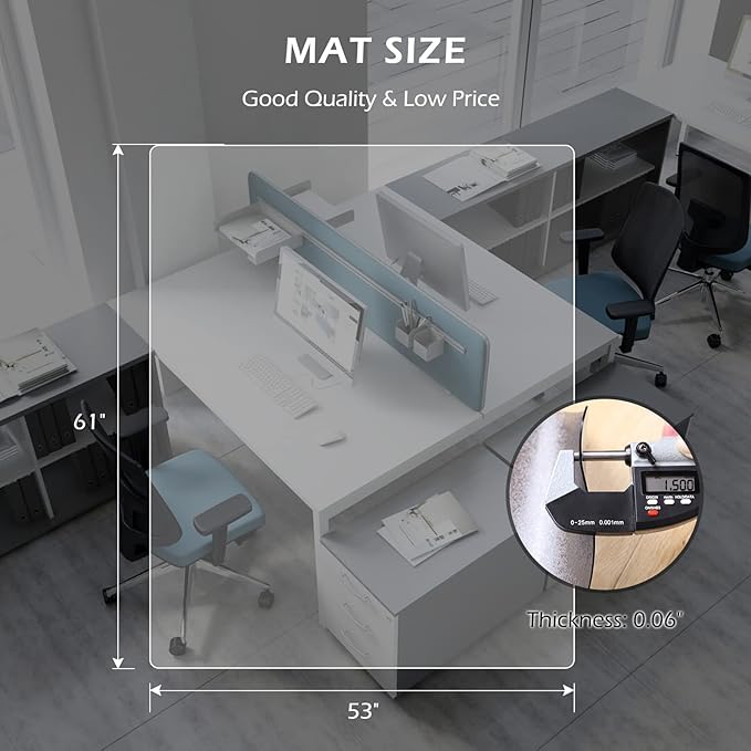 SALLOUS Office Chair Mat for Hard Floors, Slip Resistant Floor Protector Desk - Image 2