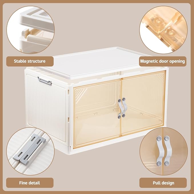 AHEONLAR 4 Pack Plastic Storage Bins - 388QT Foldable Stackable Storage Bins - Image 3