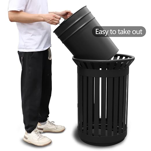 Outdoor Metal Slatted Trash Receptacle, Waste Receptacle，Commercial Trash Cans - Image 3