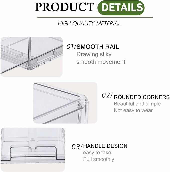bealy 2 Pack Stackable Clear Storage Drawer, Refrigerator Organizers and - Image 4