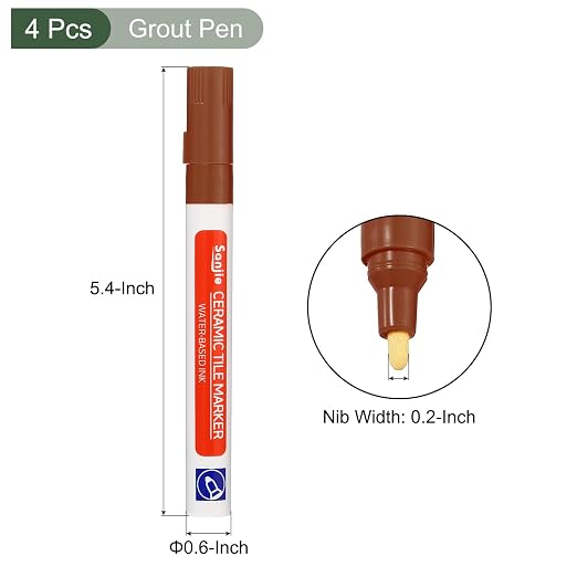YOKIVE 4 Pcs Grout Paint Pen, Waterproof Brown Paint Tile Marker, Restoring - Image 2