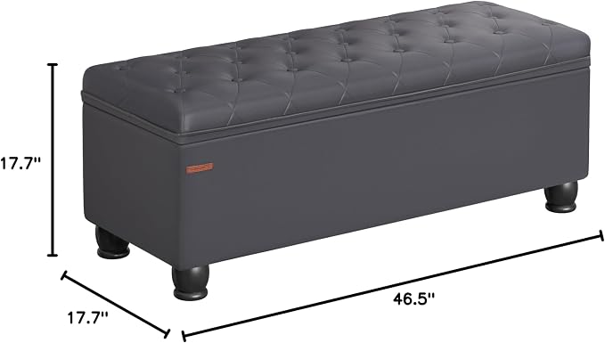 SONGMICS Storage Ottoman, Storage Bench, Tufted Entryway Bedroom Bench - Image 3