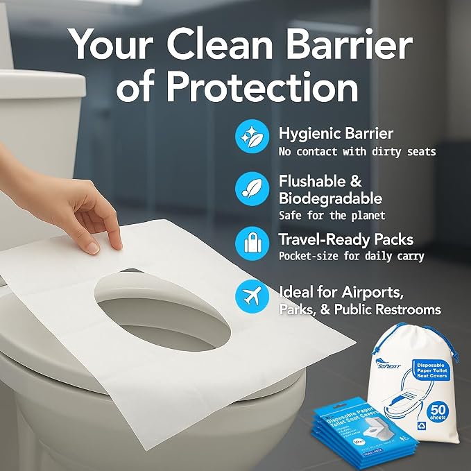 Disposable Toilet Seat Covers Flushable XL 50 Pack – Adults & Kids Potty - Image 6