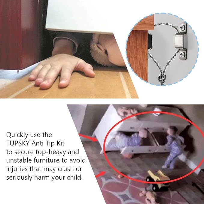 Furniture Anchors, TUPSKY Falling Furniture Prevention Device Cabinet Anti Tip - Image 2