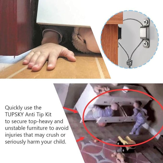 Furniture Anchors, TUPSKY Falling Furniture Prevention Device Cabinet Anti Tip - Image 2