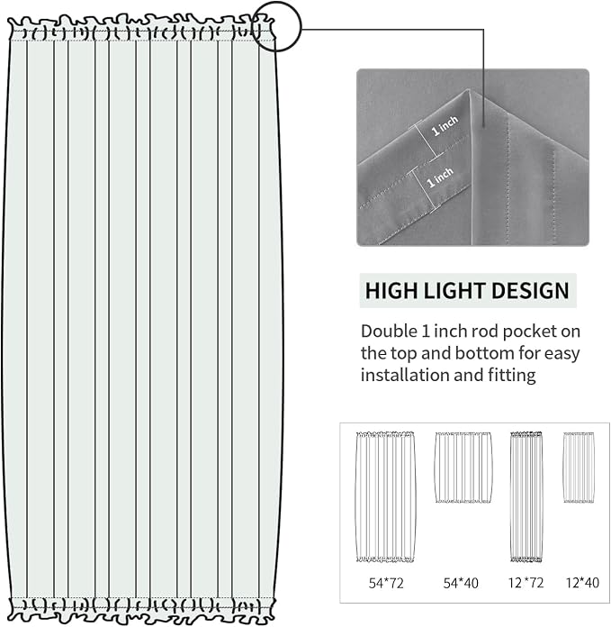 DWCN French Door Curtains – Rod Pocket Thermal Blackout Curtain - Image 3