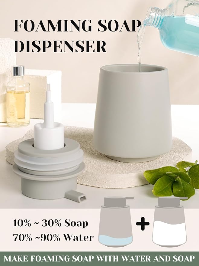 INGOFIN Ceramic Foaming Soap Dispenser -14 oz Foam Hand Soap Dispenser Bathroom - Image 3