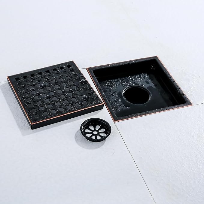 RANDOM Oil Rubbed Bronze Shower Drain Square 6 Inch Shower Floor Drain Grate & - Image 9