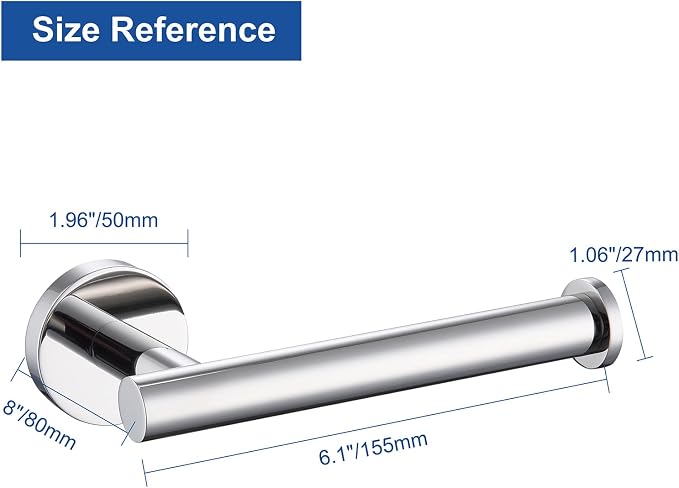 TASTOS Polished Chrome Toilet Paper Holder SUS304 Stainless Steel, Modern Round - Image 4