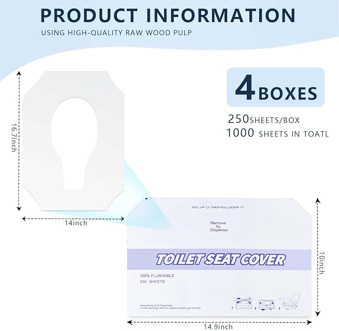 4 Pack Disposable Toilet Seat Covers Flushable Paper Toilet Seat Cover - Image 2
