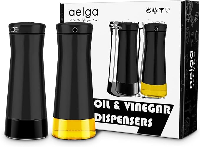 Aelga Black Oil And Vinegar Dispenser Set - Image 7