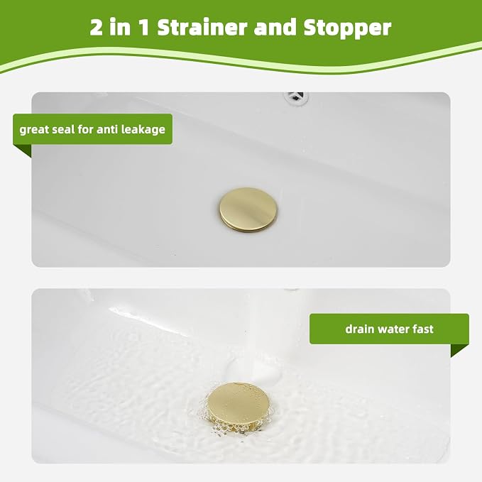 Universal 2PCS Bathroom Sink Stopper 2 in 1 Pop Up Metal Sink Drain Strainer - Image 6