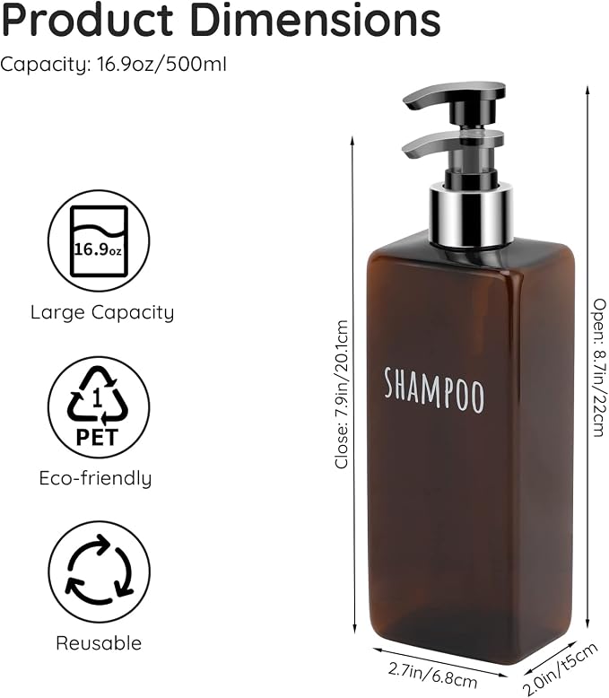 Segbeauty Shampoo and Conditioner Dispenser, 3 Packs 16.9oz Refillable Bathroom - Image 6