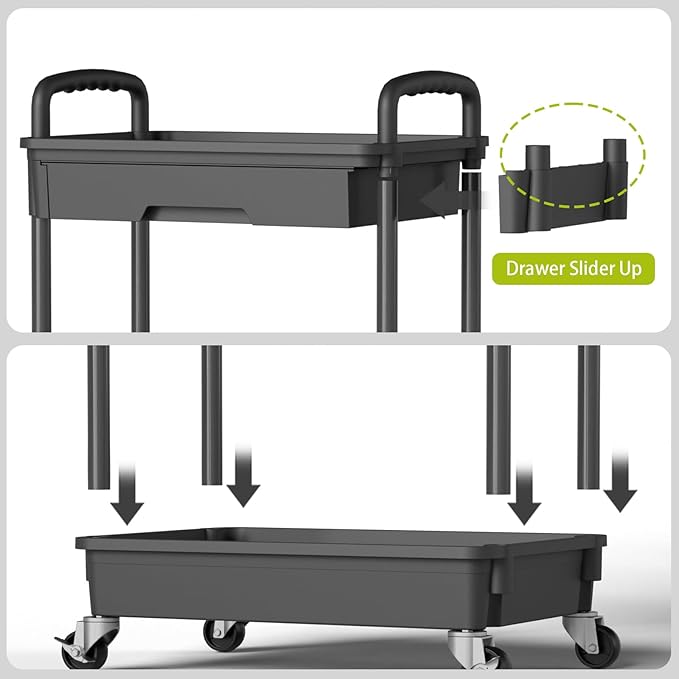 3 Tier Rolling Cart Organizer, Laundry Room Bathroom Organizers and Storage - Image 5