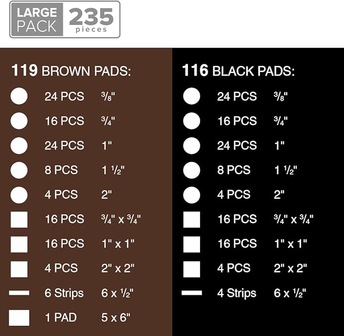 235 pcs Felt Furniture Pads Brown & Black X-Protector! Huge Quantity of - Image 5