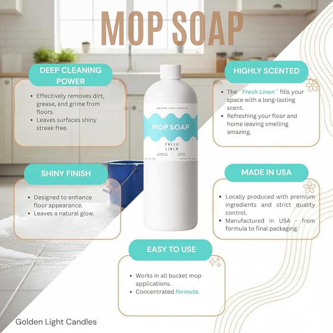 Mop Soap – Highly Scented Luxury Floor Cleaner Concentrate – Fresh Linen Scent - Image 3