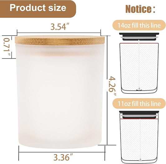 CONNOO 8 Pack 14 OZ Frosted Glass Candle Jars - Image 2