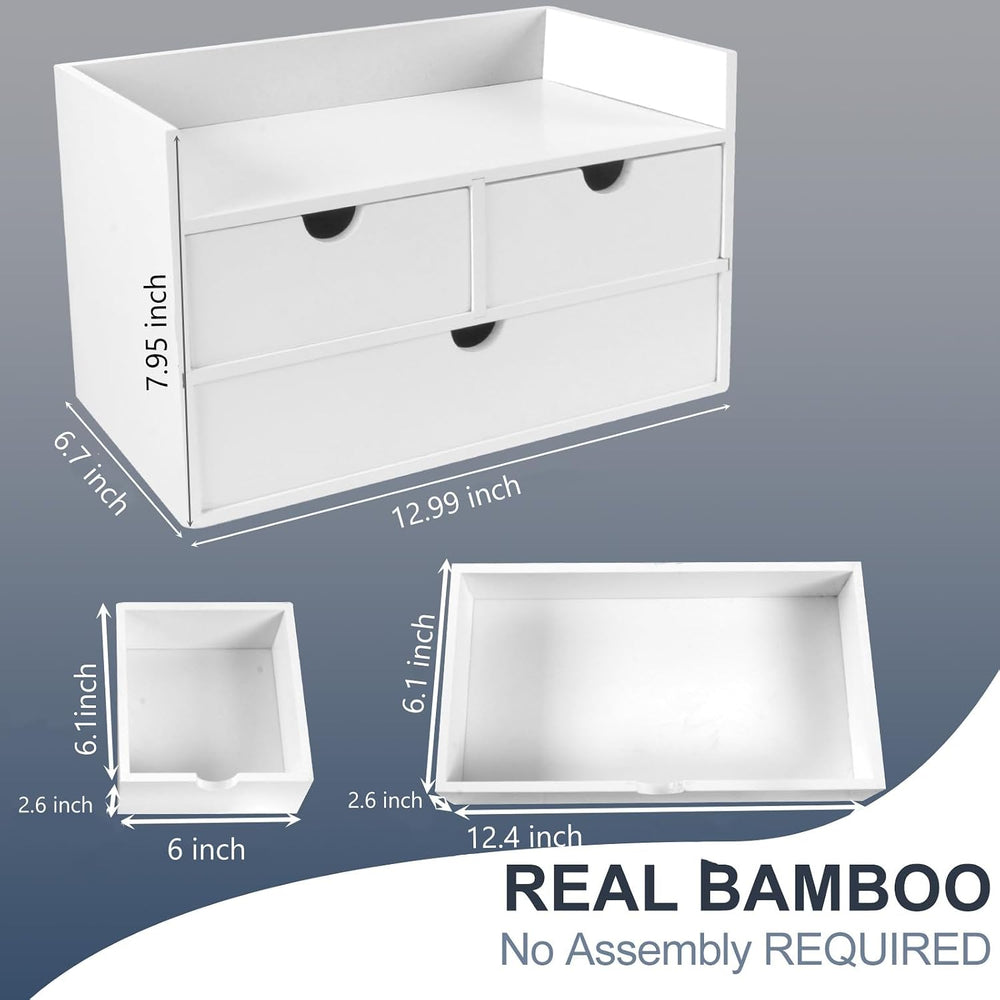 Charmewooden Bamboo Desk Organizer With Drawers Countertop Drawers Counter St...