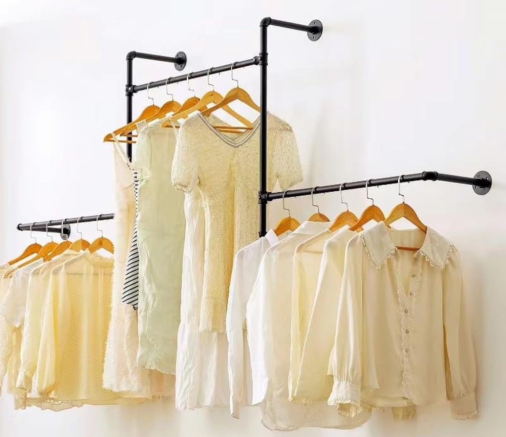Industrial Pipe Clothing Rack, Wall Garment Rack, Hanging Clothes Rod